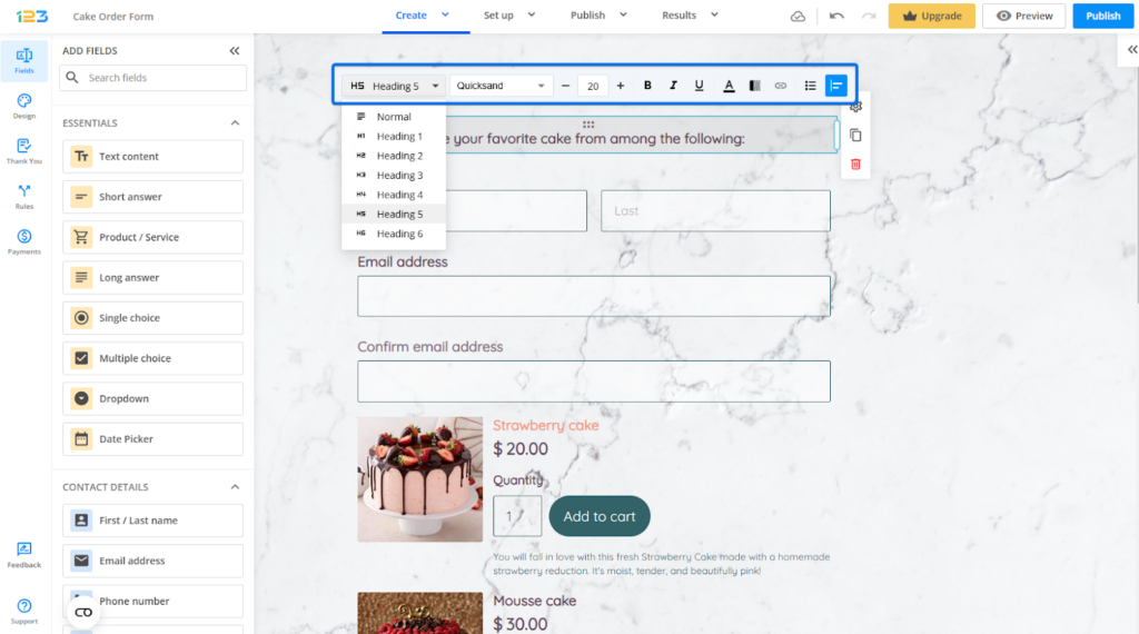 Capture d’écran : 10. 123FormBuilder