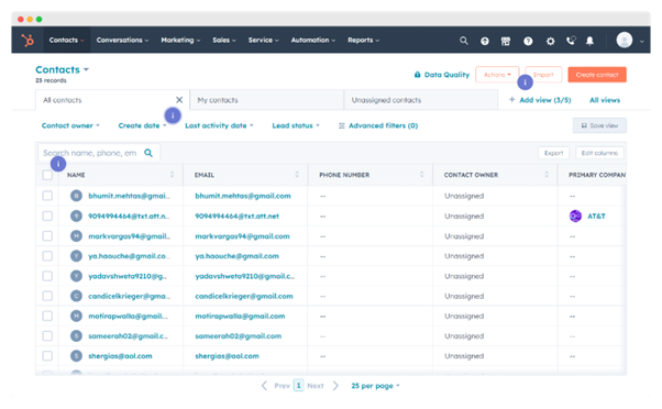 Capture d’écran : 2. HubSpot CRM