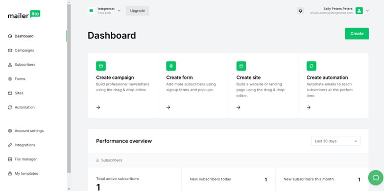 Screenshot: 10. MailerLite