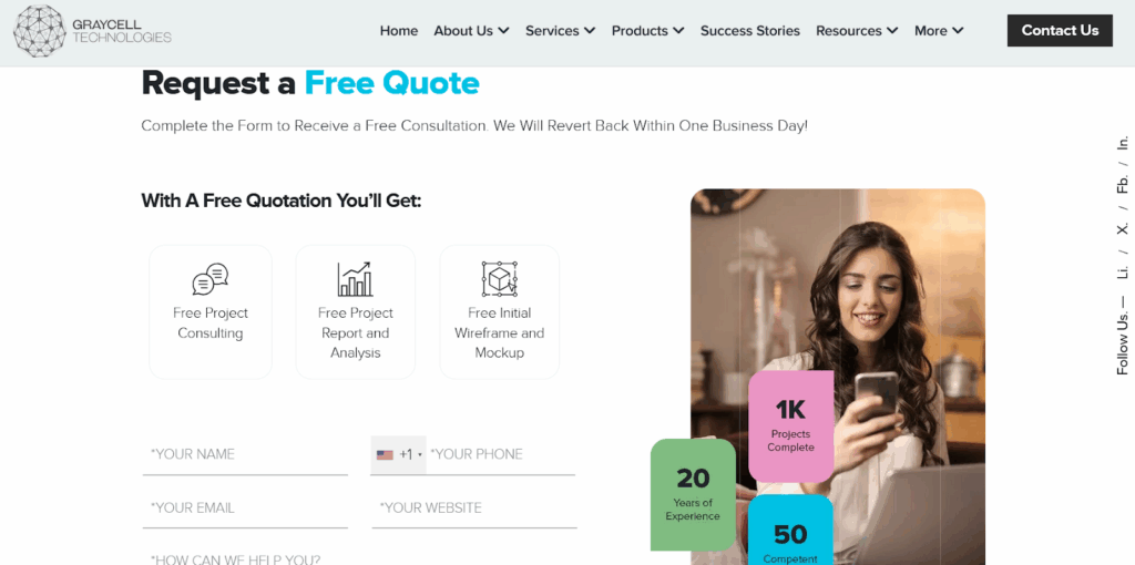 Screenshot: 1. Free Consultation or a Free Quote