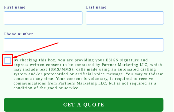 Screenshot: What Is a Consent Checkbox?