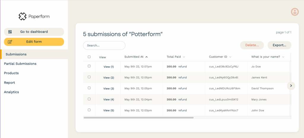 Screenshot: 6. Paperform