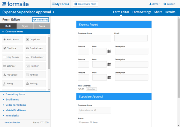 Screenshot: 7. Formsite