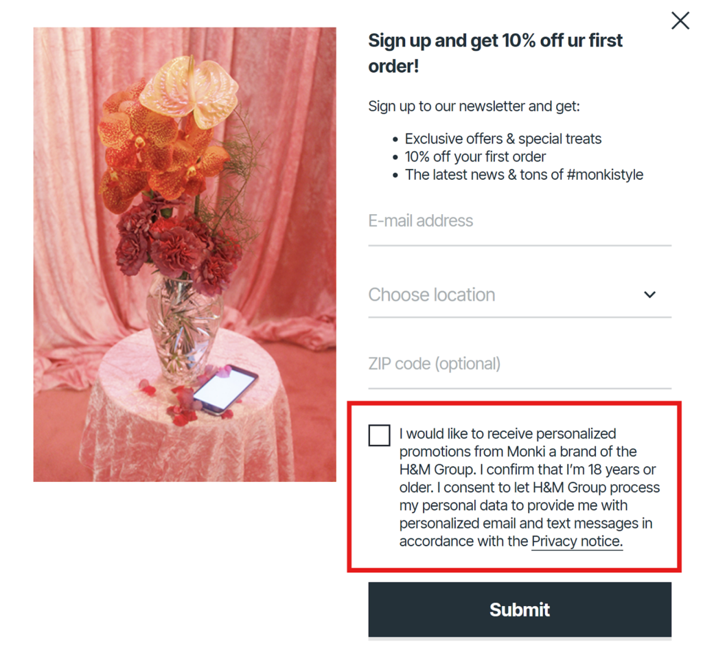 Screenshot: Fase 3: Includere la verifica dell’età se necessaria