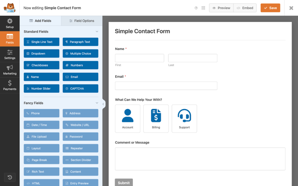 Screenshot: 2. WPForms