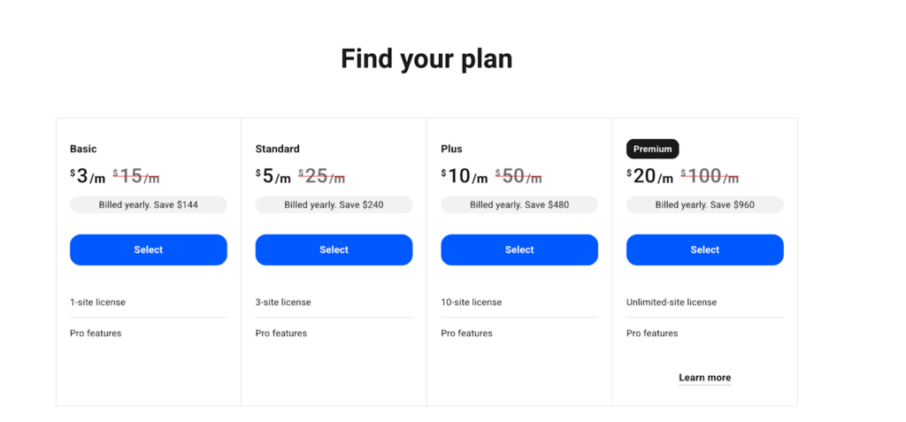 Screenshot: Pricing