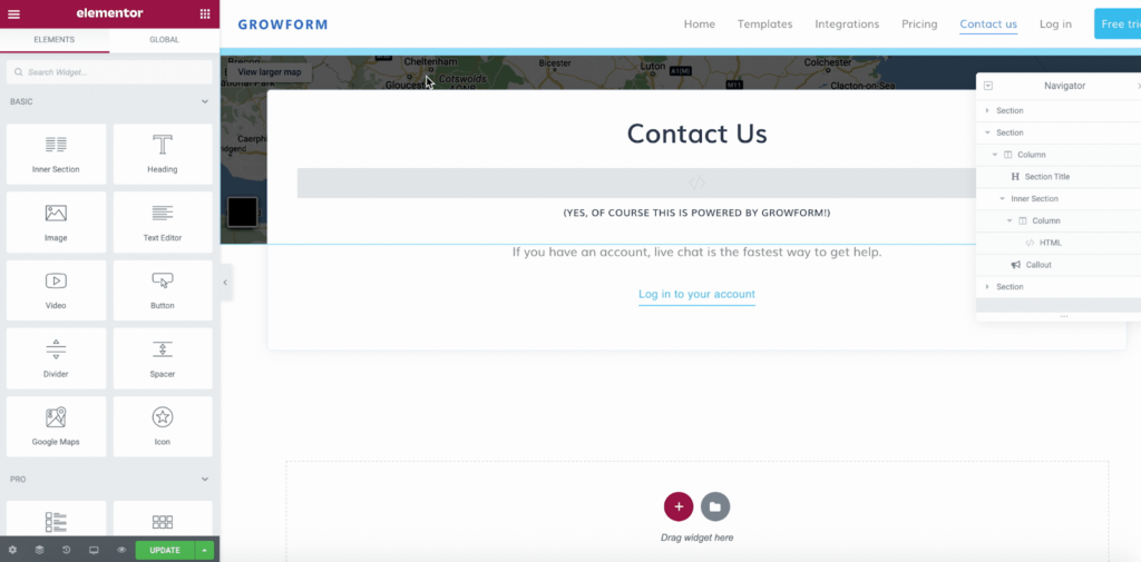 Capture d’écran : Étape 5 : Ajouter le widget HTML