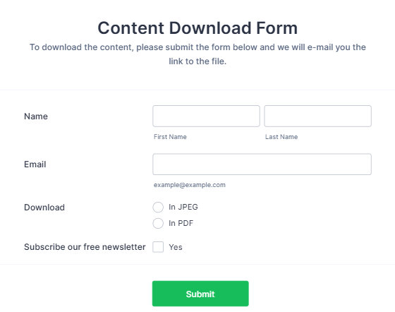 Captura de pantalla: 4. Formulario de descarga de contenidos