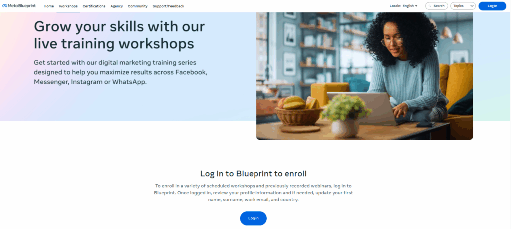 Screenshot: 4. Meta Blueprint Webinar Landing Page