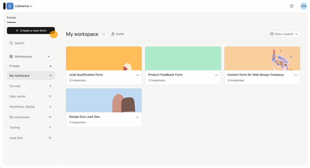 Screenshot: 2. Typeform