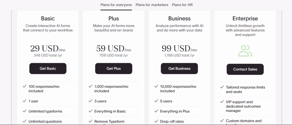 Screenshot: Pricing