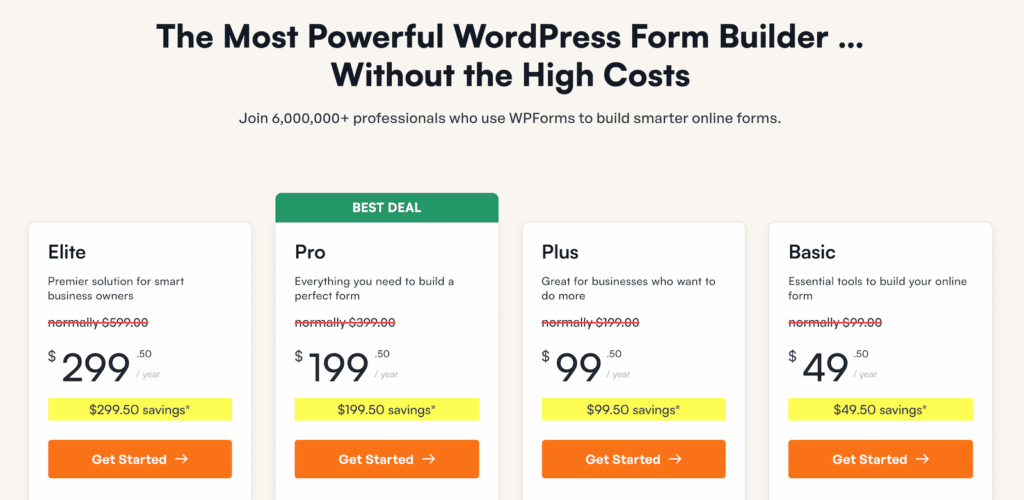 Screenshot: Pricing