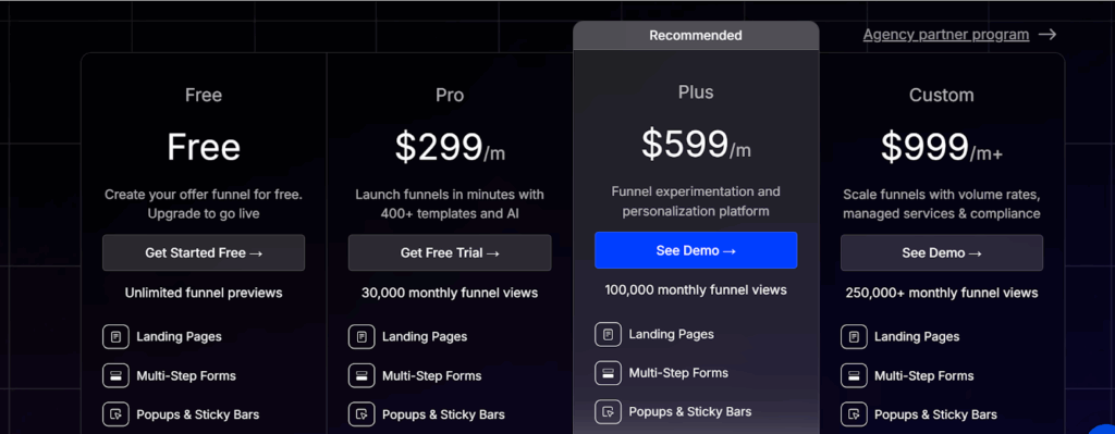 Screenshot: Pricing