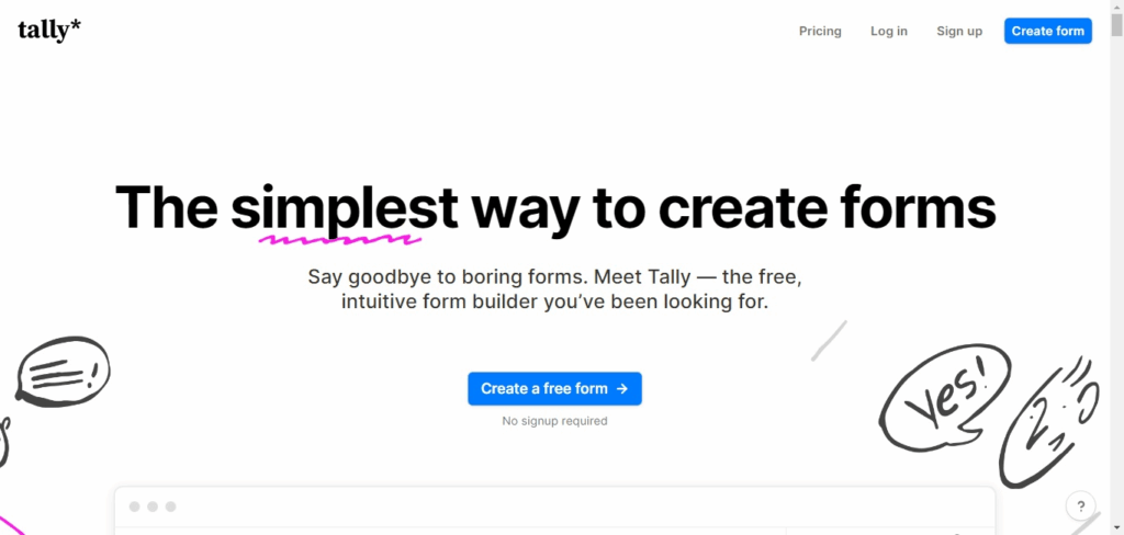 Screenshot: 3. Tally Forms