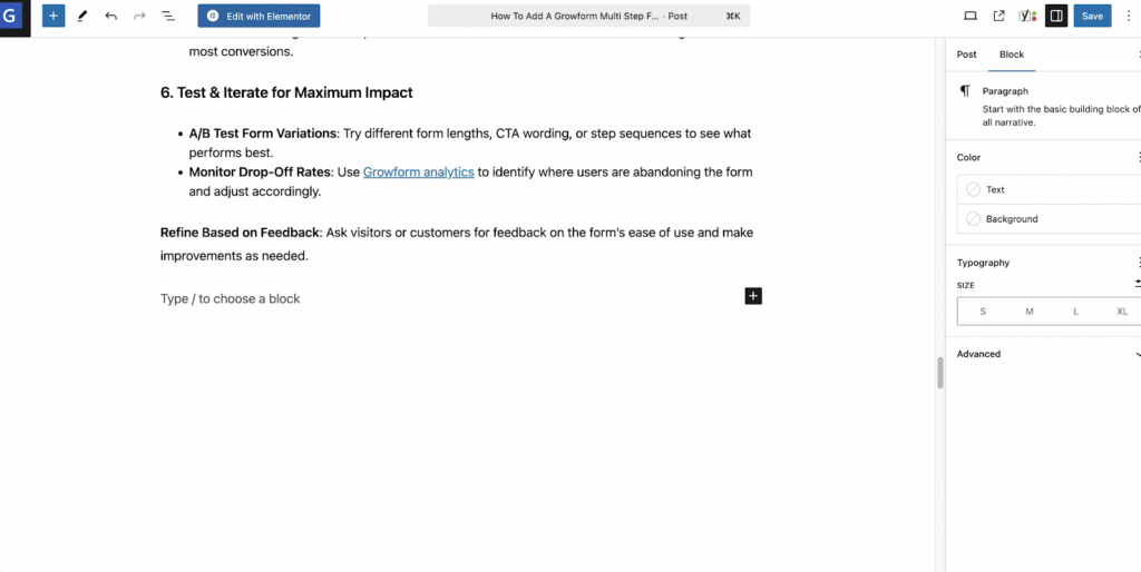 Screenshot: Form Embedding
