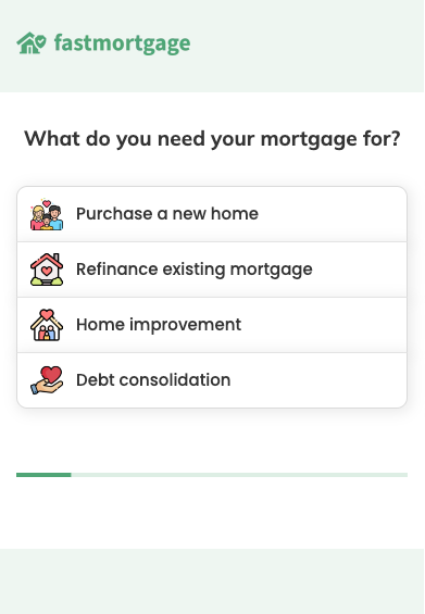 A mortgage form on a phone, with buttons stacked in one column