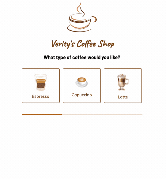 In this example, we show an entire step about espresso or cappuccino when the user chooses that option