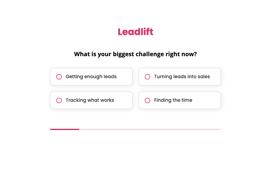 Our Lead generation quiz form template